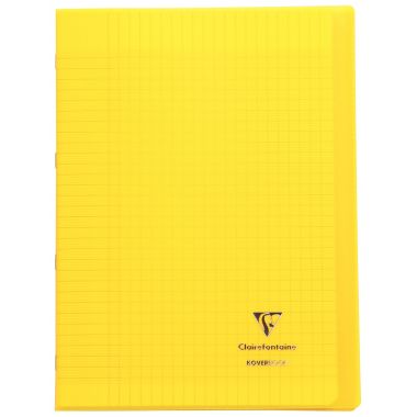Piqûre 96 pages KOVERBOOK, format A4, seyès 90g, couverture polypropylène jaune
