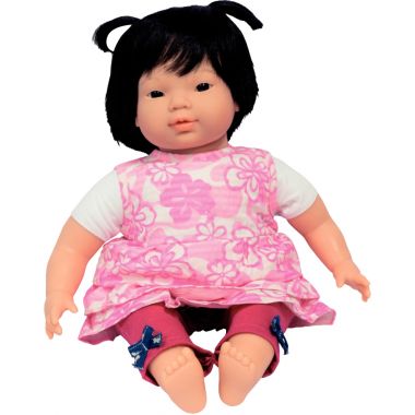Poupon fille asiatique avec cheveux corps tissu 40 cm