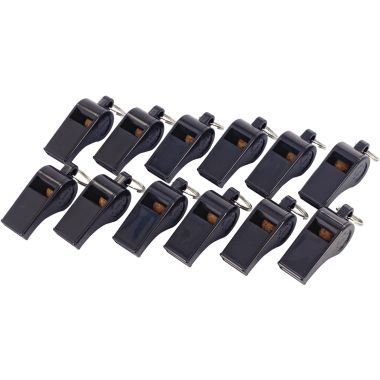 Boîte de 12 sifflets en plastique noir