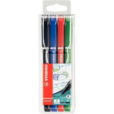 Pochette de 4 feutres Sensor fine 0,3 mm assortis