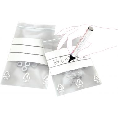 Carton de 1000 sachets ZIP 180x120mm transparent/bandes blanches