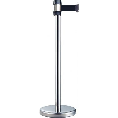 Poteau chromé à sangle noir 2,15m
