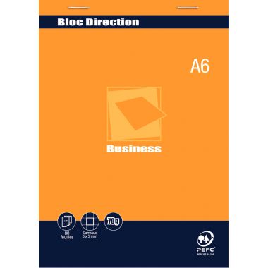 Bloc direction 80 feuilles BUSINESS, format A6, quadrillé 5x5, papier 70g