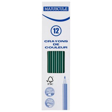 Boîte de 12 crayons de couleur Majuscule 3mm vert foncé