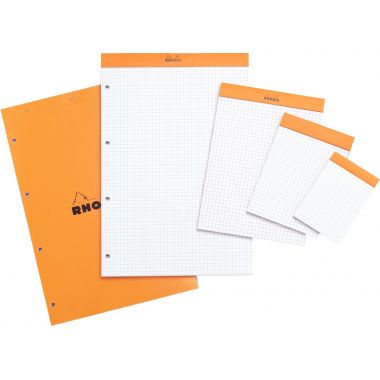 Bloc de bureau RHODIA 80 feuilles, format A6, quadrillé 5x5, papier blanc 80g