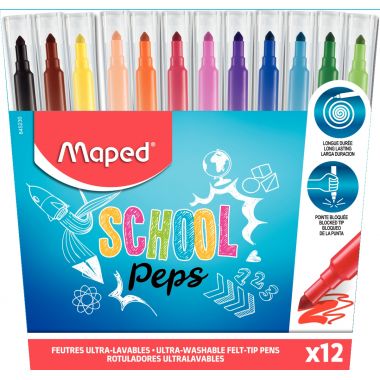 Maped - Pochette de 12 feutres Schoolpeps assortis - 845230