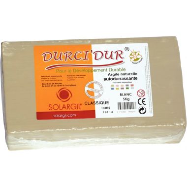 Pain de 5 kg argile naturelle à modeler durci dur coloris blanche