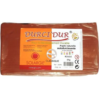 Pain de 5 kg argile naturelle à modeler durci dur coloris rouge