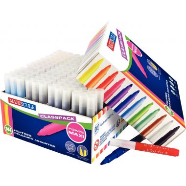 Classpack de 144 feutres Majuscule pointe large assortis