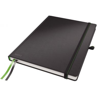 Cahier broché 160 pages LEITZ Complete, format A4, ligné 100g, noir