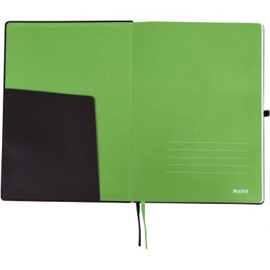 Cahier broché 160 pages LEITZ Complete, format A5, ligné 100g, noir