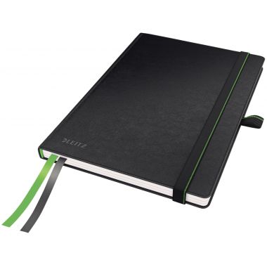 Cahier broché 160 pages LEITZ Complete, format A5, ligné 100g, noir