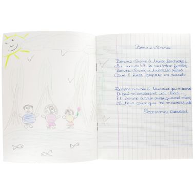 Cahier de poésie 48 pages MAJUSCULE, 24x32 cm, seyès/uni 90g, couverture PP incolore