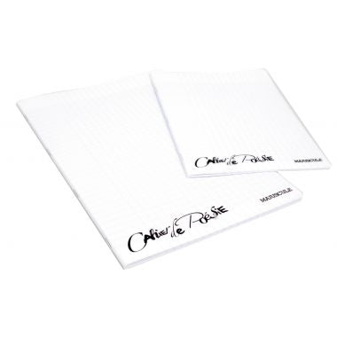 Cahier de poésie 48 pages MAJUSCULE, 24x32 cm, seyès/uni 90g, couverture PP incolore