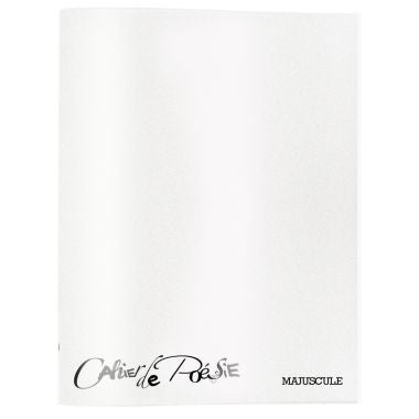 Cahier de poésie 48 pages MAJUSCULE, 24x32 cm, seyès/uni 90g, couverture PP incolore