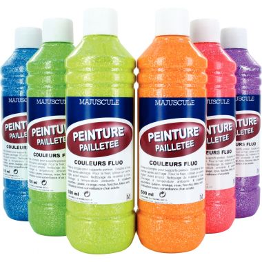 Carton de 6 Flacons 500 ml de peinture pailletée Flaconuo