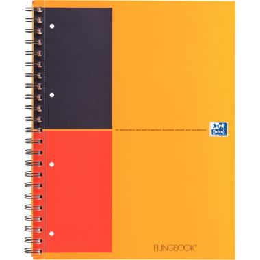 Cahier à reliure intégrale FILINGBOOK format A4+ ligné 6 mm, 200 pages perforées