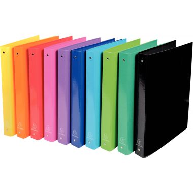 Exacompta - Lot de 10 classeurs IDERAMA 4 anneaux en carte pelliculée, A4 dos 4 cm, assortis - 51929E