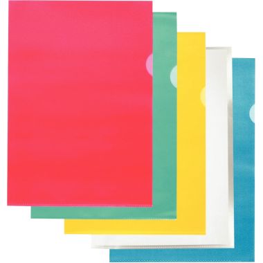 Boite de 100 pochettes coin en polypropylène grainé 9/100ème, coloris assortis