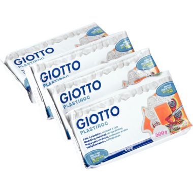 Pack de 4 pains de 500 grammes de pâte à modeler autodurcissante Plastiroc coloris blanc
