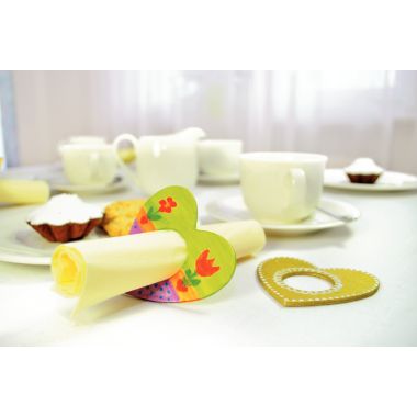Lot de 12 ronds de serviette forme cœur