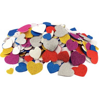 Sachet de 200 coeurs pailletés en mousse de caoutchouc adhésive