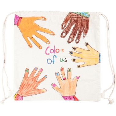 Lot de 10 sacs à dos en coton blanc avec cordon, grand modèle