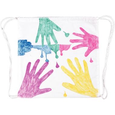 Lot de 10 sacs à dos en coton blanc avec cordon, grand modèle