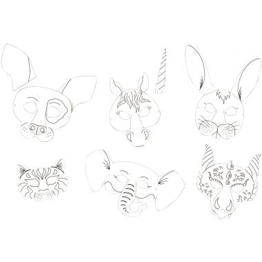 Lot de 6 masques en carton forme animaux