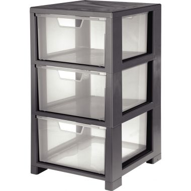 Tour de rangement 3 tiroirs gris foncé