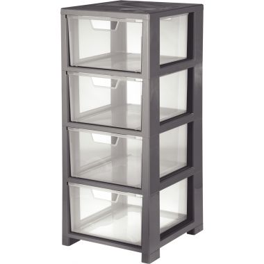 Tour de rangement 4 tiroirs gris foncé