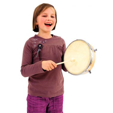 Tambourin en peau naturelle avec mailloches diamètre 25cm