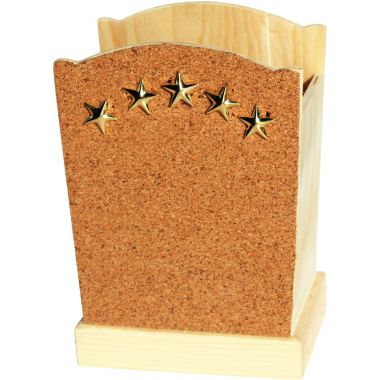 Lot de 5 pots à crayons en bois, hauteur 15 cm