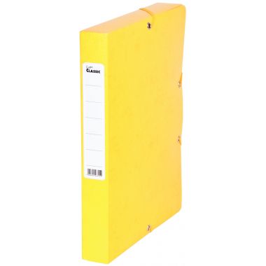 Boîte de classement en carte grainée dos 4 cm, jaune