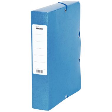 Boîte de classement en carte grainée dos 6 cm, bleu