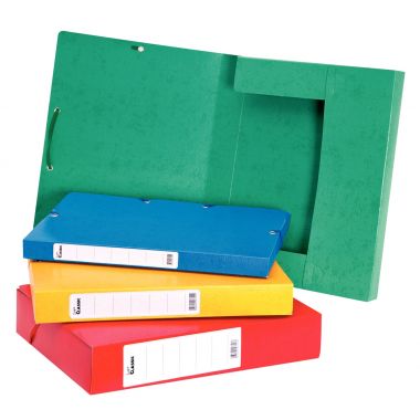 Boîte de classement en carte grainée dos 6 cm, rouge