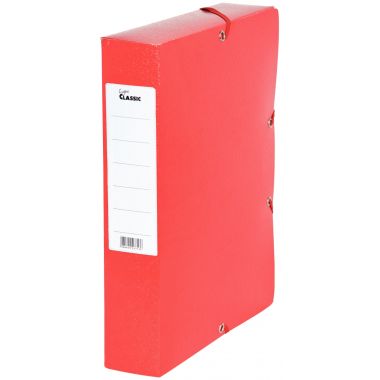 Boîte de classement en carte grainée dos 6 cm, rouge