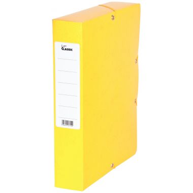 Boîte de classement en carte grainée dos 6 cm, jaune